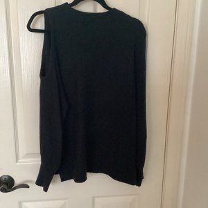 Who What Wear Black Women's Sweater with Shoulder Cut Out On One Sleeve Size S